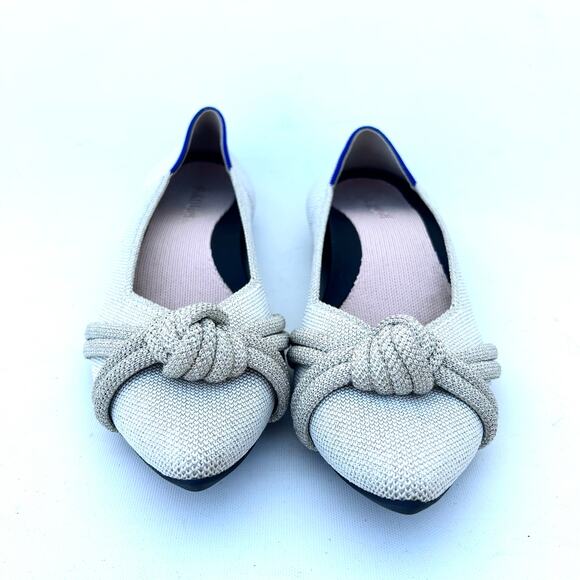 Rothy’s The Knot Point II Flats Pointed Toe Diamond Metallic Size 8 Bridal - Picture 5 of 12